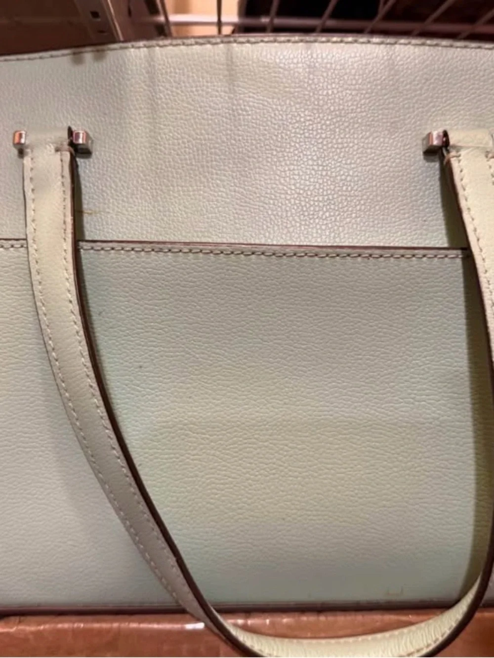 kate spade pale mint pebbled leather tote